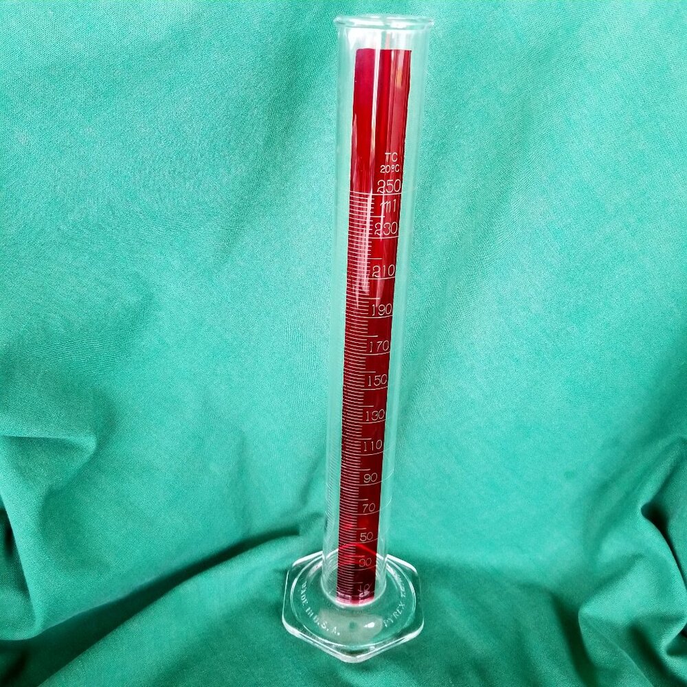 Vintage PYREX Single Metric Scale Red Cylinder